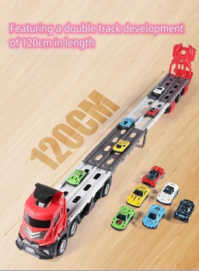 CIRBOX deformable Folding Catapult Rail Transport Truck Storage Container Toy car Set Two-in-one with 6 Alloy Cars, is Perfect as a for Boys and Girls Over 3 Years Old. (Transport Truck) - Image 2